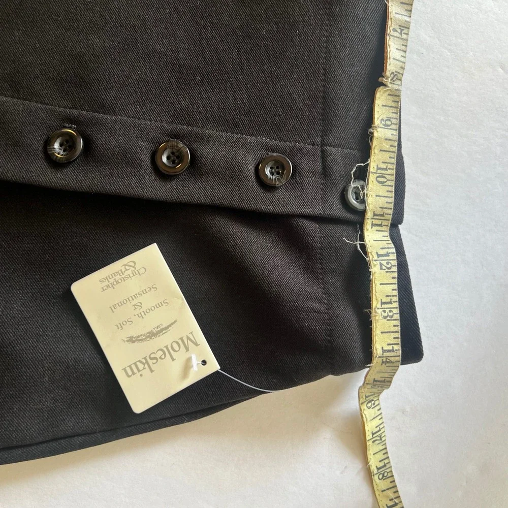 Christopher & Banks Black Moleskin Faux Wrap Midi Skirt Button Detail 4 New